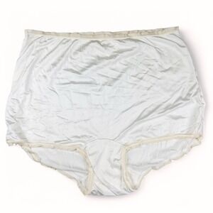 Vintage Henson Kickernick Nylon High Waist Granny Panties 9 44 Cream Stripe Trim